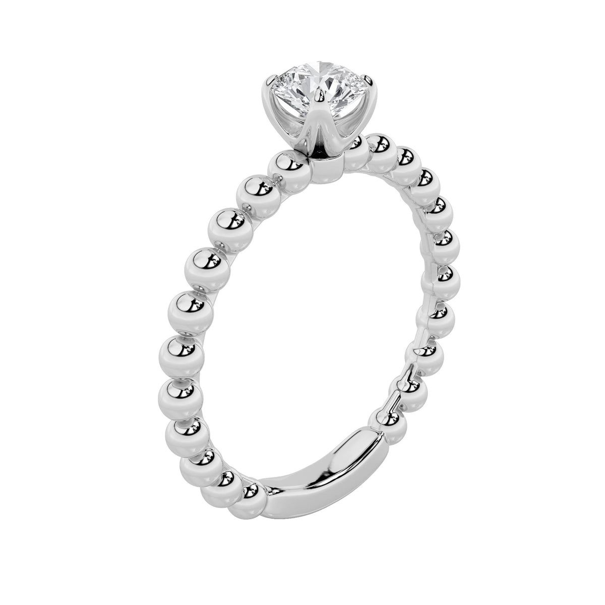 0.5Cttw Round Shaped Lab Grown Diamond (F/VS) Petite Solitaire Engagement Ring in 14K Gold