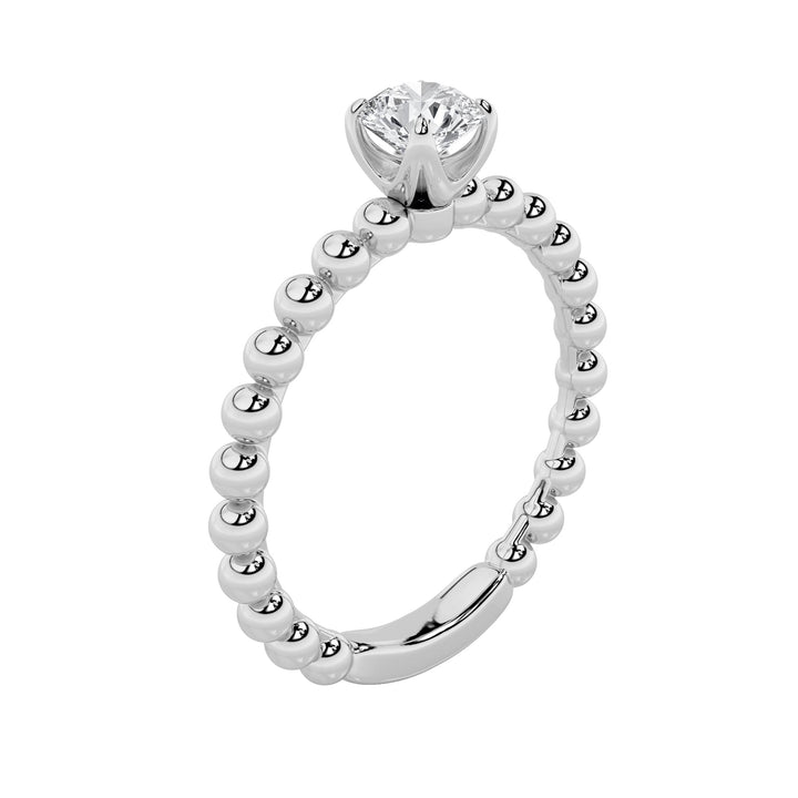 0.5Cttw Round Shaped Lab Grown Diamond (F/VS) Petite Solitaire Engagement Ring in 14K Gold