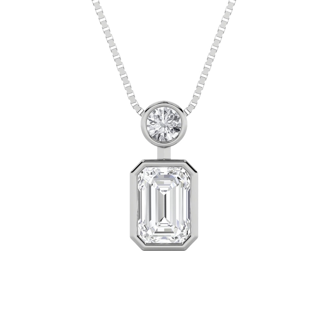 1Cttw Emerald Shaped Lab Grown Diamond (F/VS) Toiet Moi Fashiion Pendant in 14K Gold
