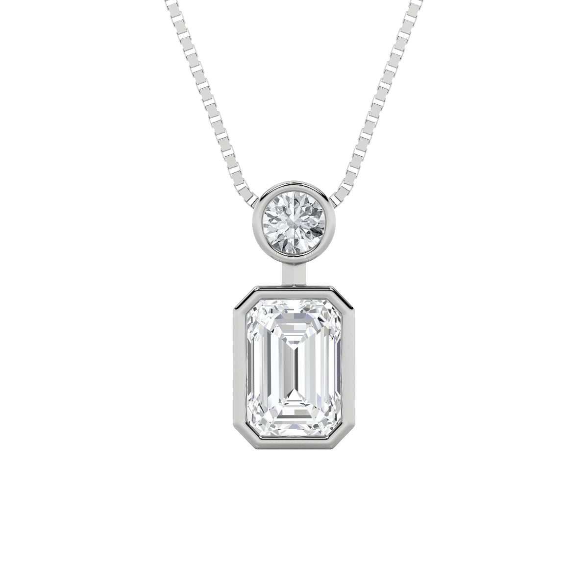 1Cttw Emerald Shaped Lab Grown Diamond (F/VS) Toiet Moi Fashiion Pendant in 14K Gold