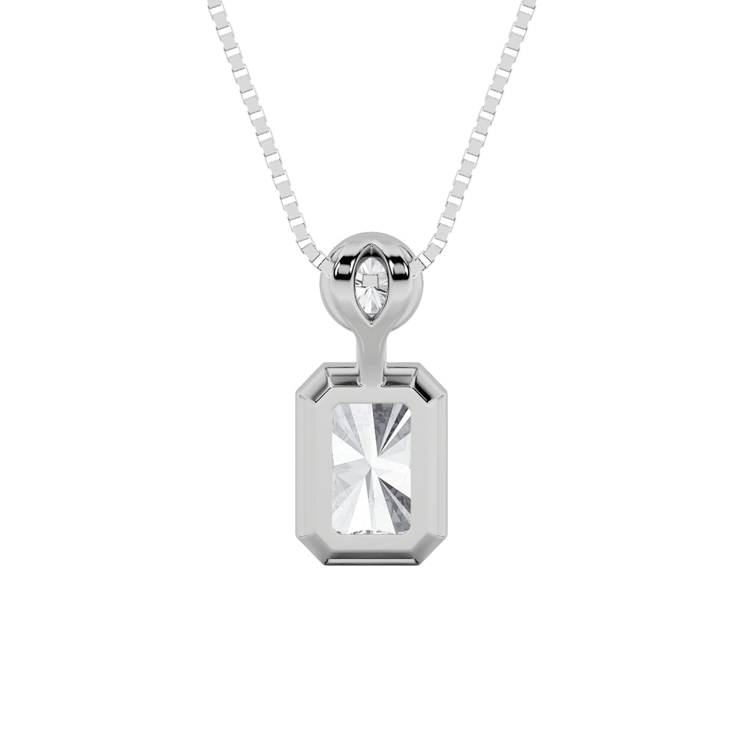 1Cttw Emerald Shaped Lab Grown Diamond (F/VS) Toiet Moi Fashiion Pendant in 14K Gold
