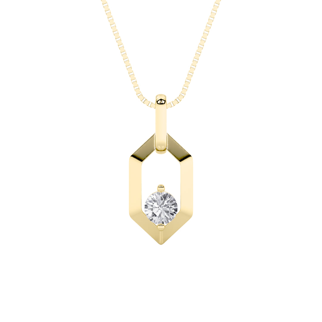 0.25Cttw Round Shaped Lab Grown Diamond (F/VS) Fancy Pendant in 14K Yellow Gold