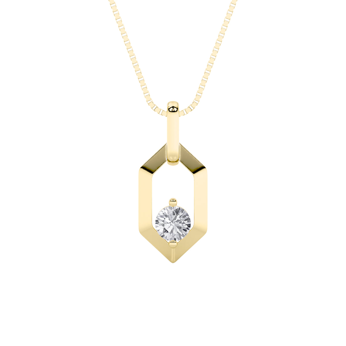 0.25Cttw Round Shaped Lab Grown Diamond (F/VS) Fancy Pendant in 14K Yellow Gold