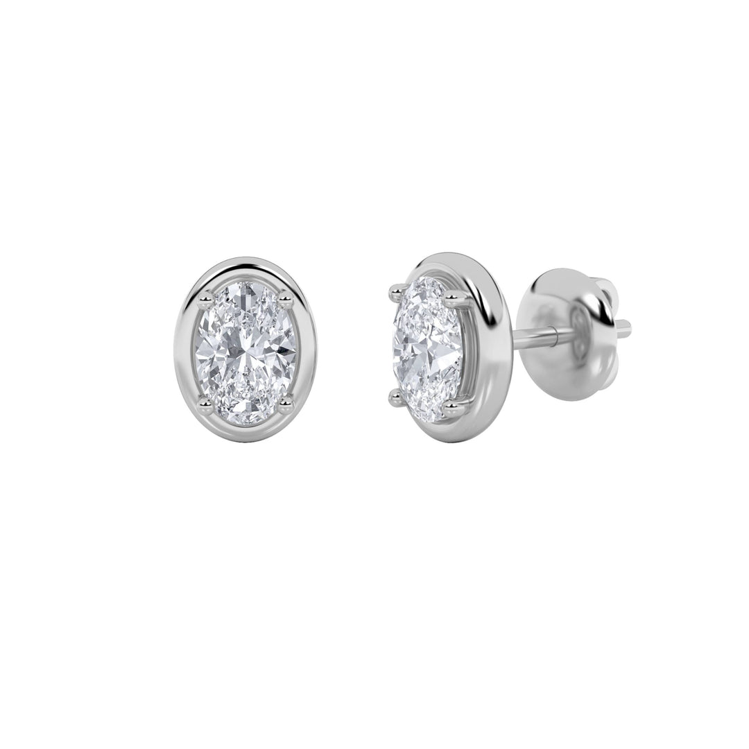 2Cttw Oval Shaped Lab Grown Diamond (F/VS) Stud Earrings in 14K Gold