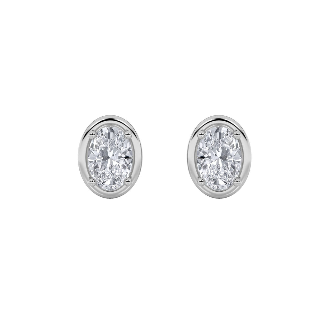 2Cttw Oval Shaped Lab Grown Diamond (F/VS) Stud Earrings in 14K Gold