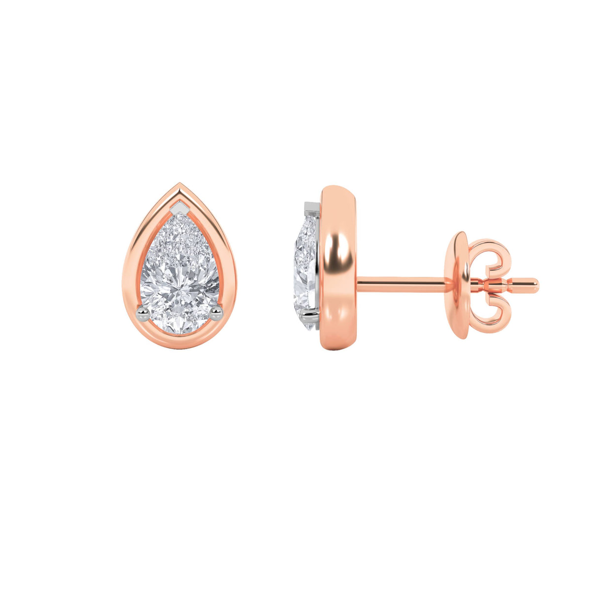 2Cttw Pear Shaped Lab Grown Diamond (F/VS) Stud Earrings in 14K Gold