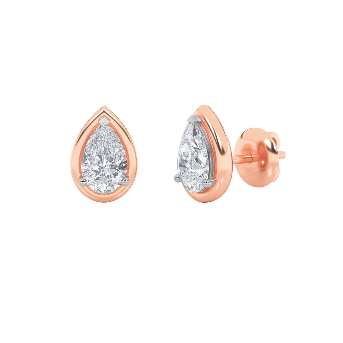 2Cttw Pear Shaped Lab Grown Diamond (F/VS) Stud Earrings in 14K Gold