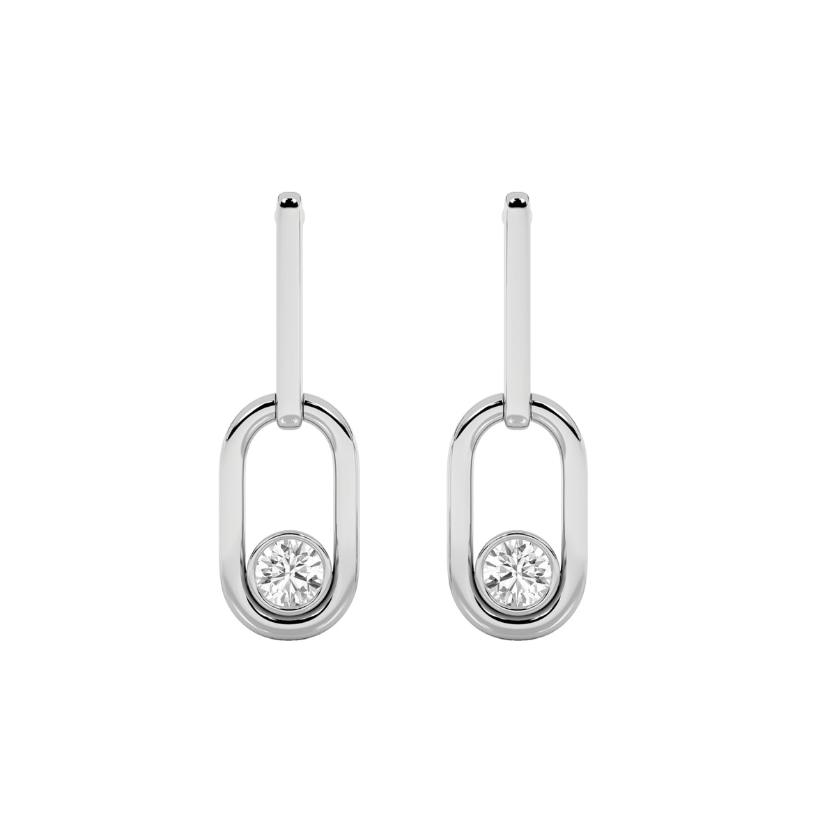 0.5Cttw Round Shaped Lab Grown Diamond (F/VS) Bezel Set Paperclip Dangle Earrings in 14K Gold