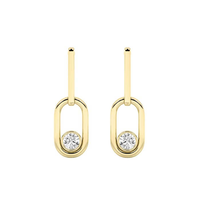 0.5Cttw Round Shaped Lab Grown Diamond (F/VS) Bezel Set Paperclip Dangle Earrings in 14K Gold