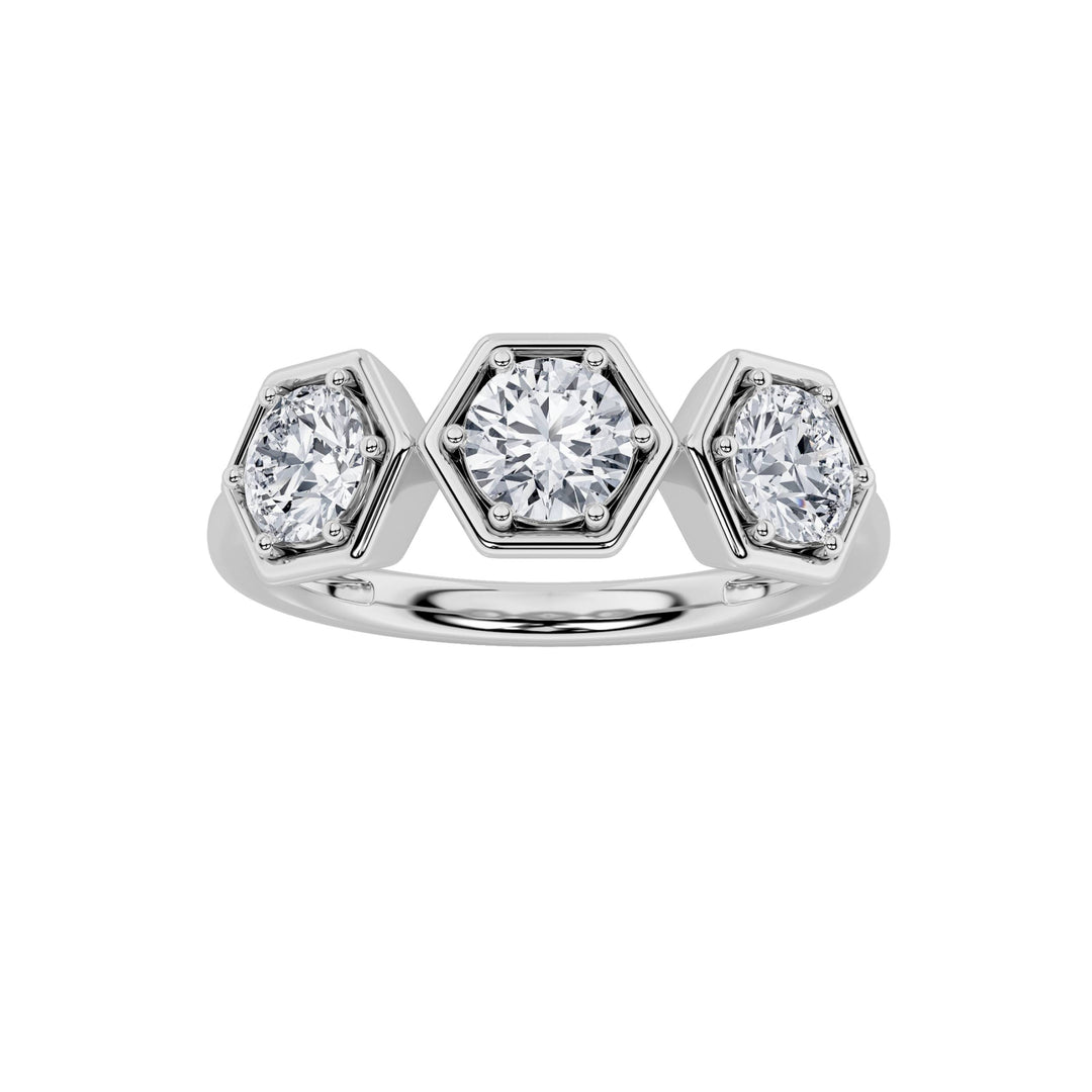 1Cttw Round Shaped Lab Grown Diamond (F/VS) ThreeStone Ring in 14K Gold