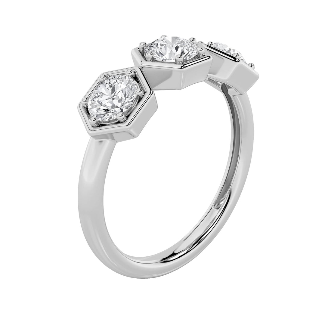 1Cttw Round Shaped Lab Grown Diamond (F/VS) ThreeStone Ring in 14K Gold