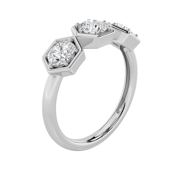1Cttw Round Shaped Lab Grown Diamond (F/VS) ThreeStone Ring in 14K Gold