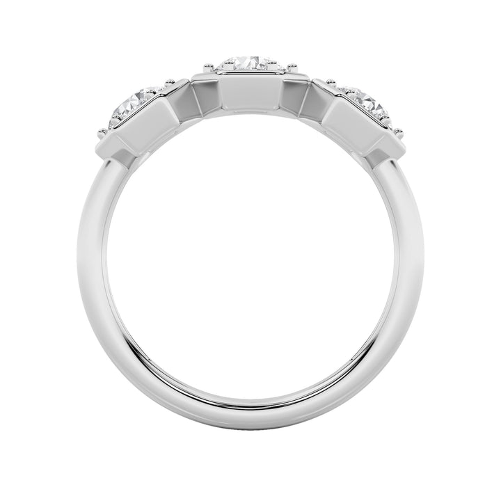 1Cttw Round Shaped Lab Grown Diamond (F/VS) ThreeStone Ring in 14K Gold