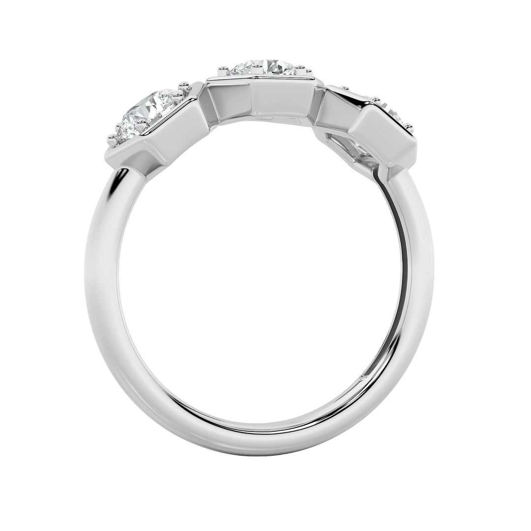 1Cttw Round Shaped Lab Grown Diamond (F/VS) ThreeStone Ring in 14K Gold