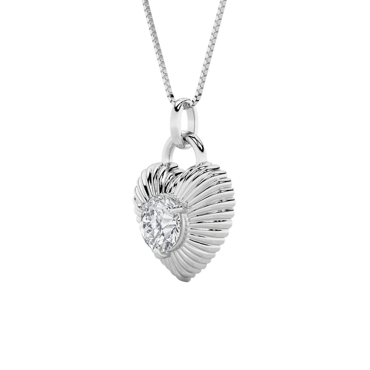 1.5Cttw Round Shaped Lab Grown Diamond (F/VS) Heart Shaped Pendant in 14K Gold