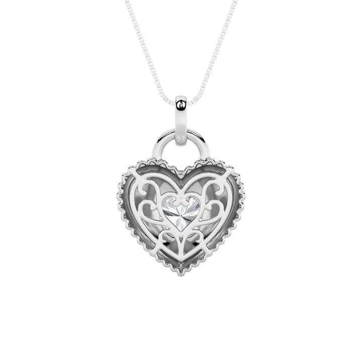 1.5Cttw Round Shaped Lab Grown Diamond (F/VS) Heart Shaped Pendant in 14K Gold