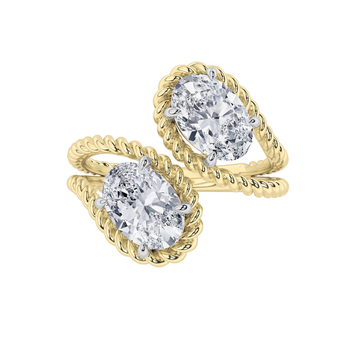 2Cttw Oval Shaped Lab Grown Diamond (F/VS) Toi etMoi Fashiion Ring in 14K Gold