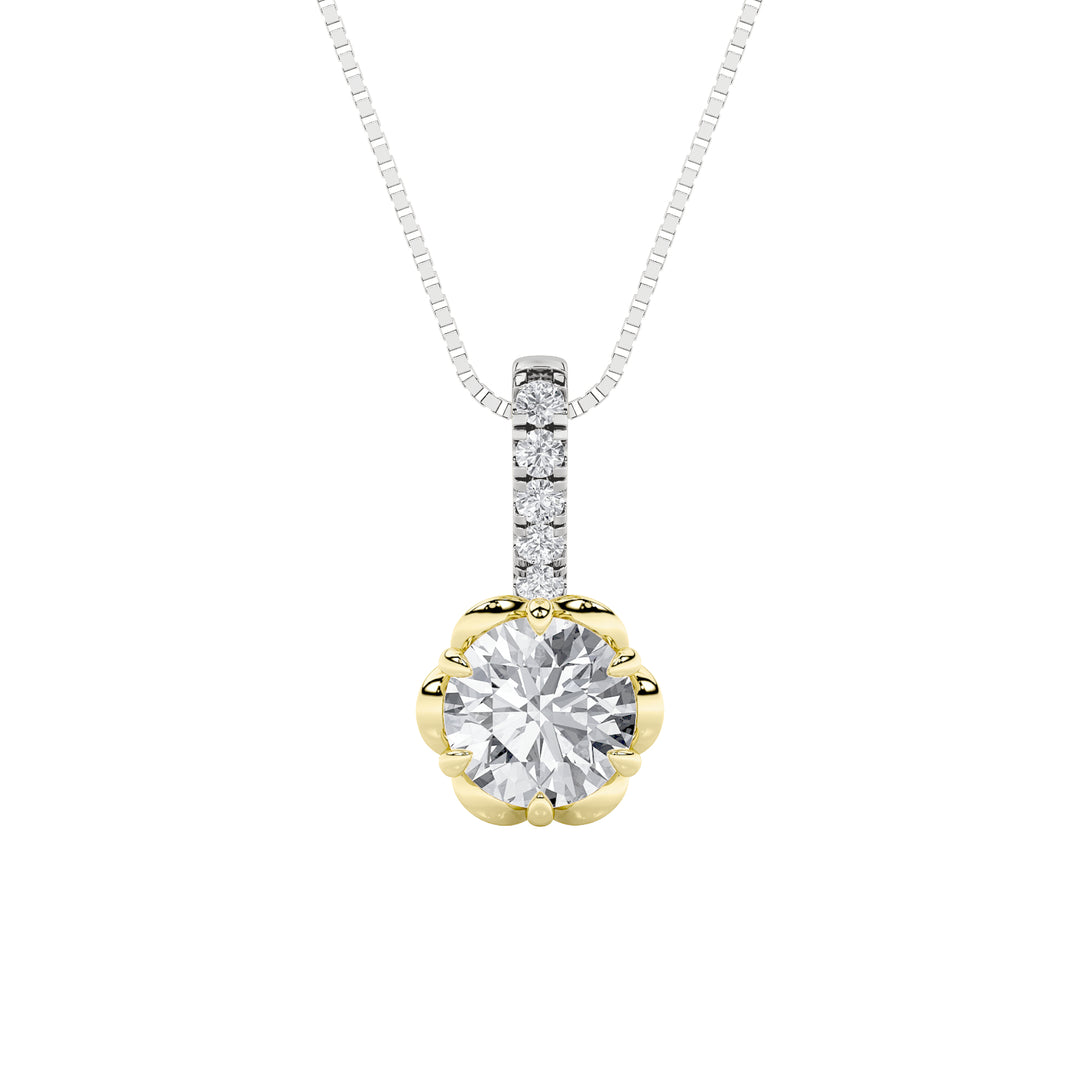1.5Cttw Round Shaped Lab Grown Diamond (F/VS) TwoTone  Pendant in 14K Gold