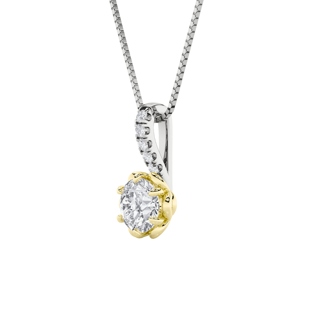 1.5Cttw Round Shaped Lab Grown Diamond (F/VS) TwoTone  Pendant in 14K Gold