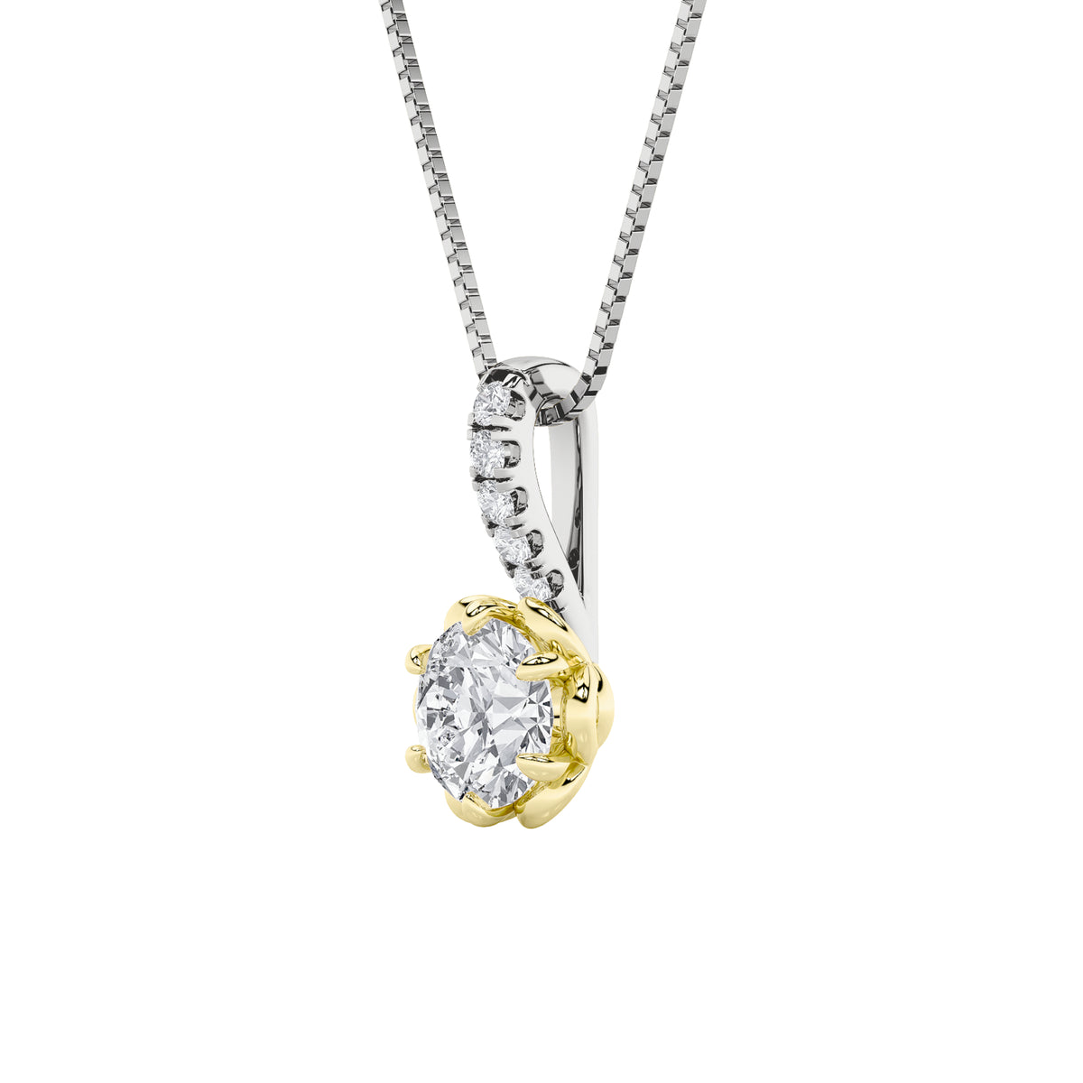 1.5Cttw Round Shaped Lab Grown Diamond (F/VS) TwoTone  Pendant in 14K Gold