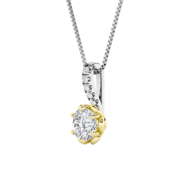 1.5Cttw Round Shaped Lab Grown Diamond (F/VS) TwoTone  Pendant in 14K Gold