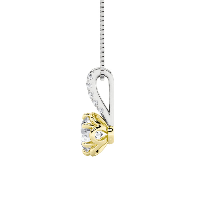 1.5Cttw Round Shaped Lab Grown Diamond (F/VS) TwoTone  Pendant in 14K Gold