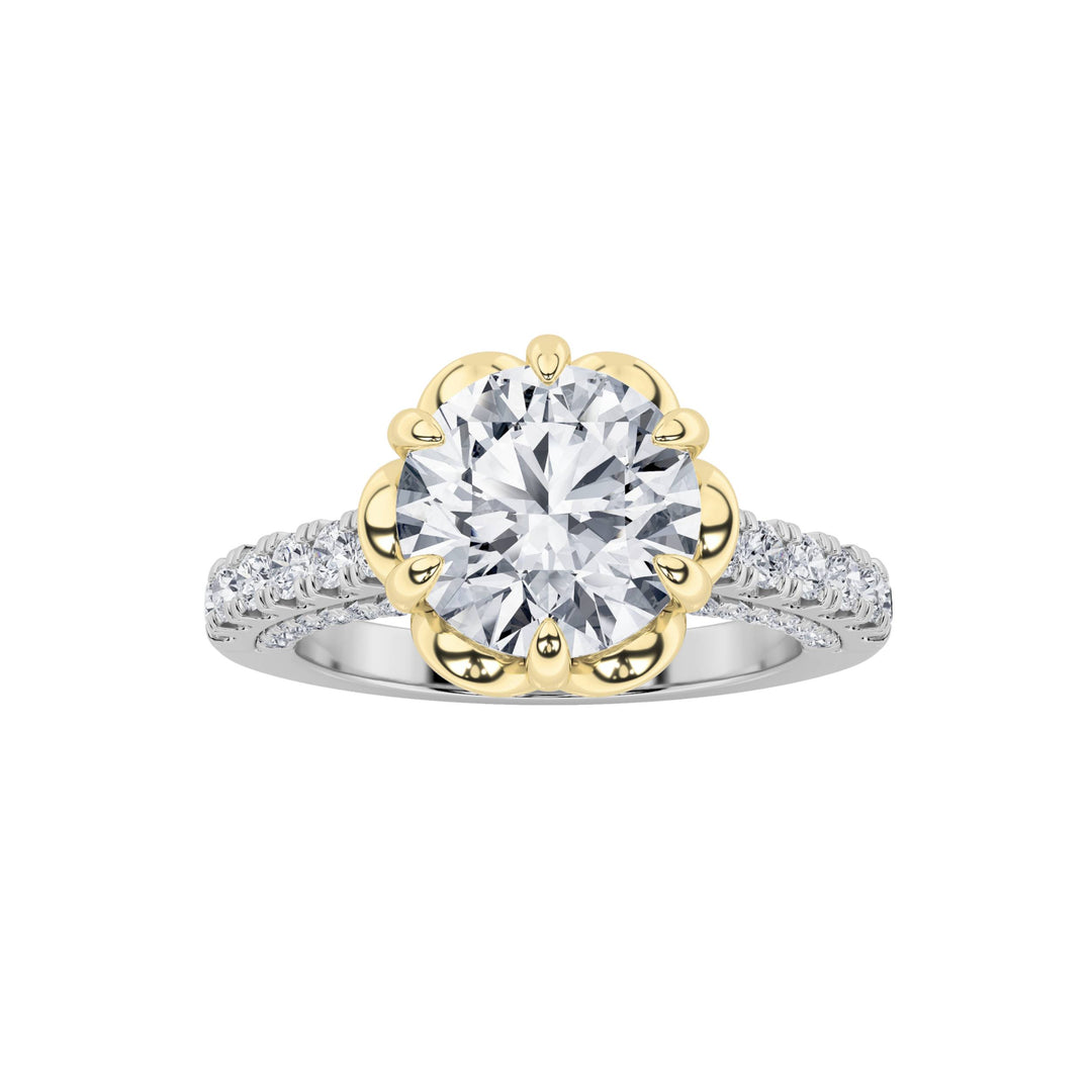 2.5Cttw Round Shaped Lab Grown Diamond (F/VS) TwoTone Solitaire Engagement Ring in 14K Gold