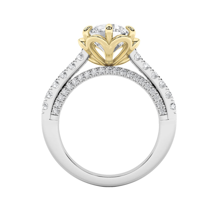 2.5Cttw Round Shaped Lab Grown Diamond (F/VS) TwoTone Solitaire Engagement Ring in 14K Gold