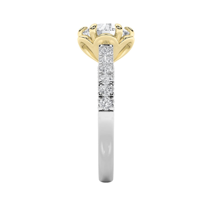 2.5Cttw Round Shaped Lab Grown Diamond (F/VS) TwoTone Solitaire Engagement Ring in 14K Gold