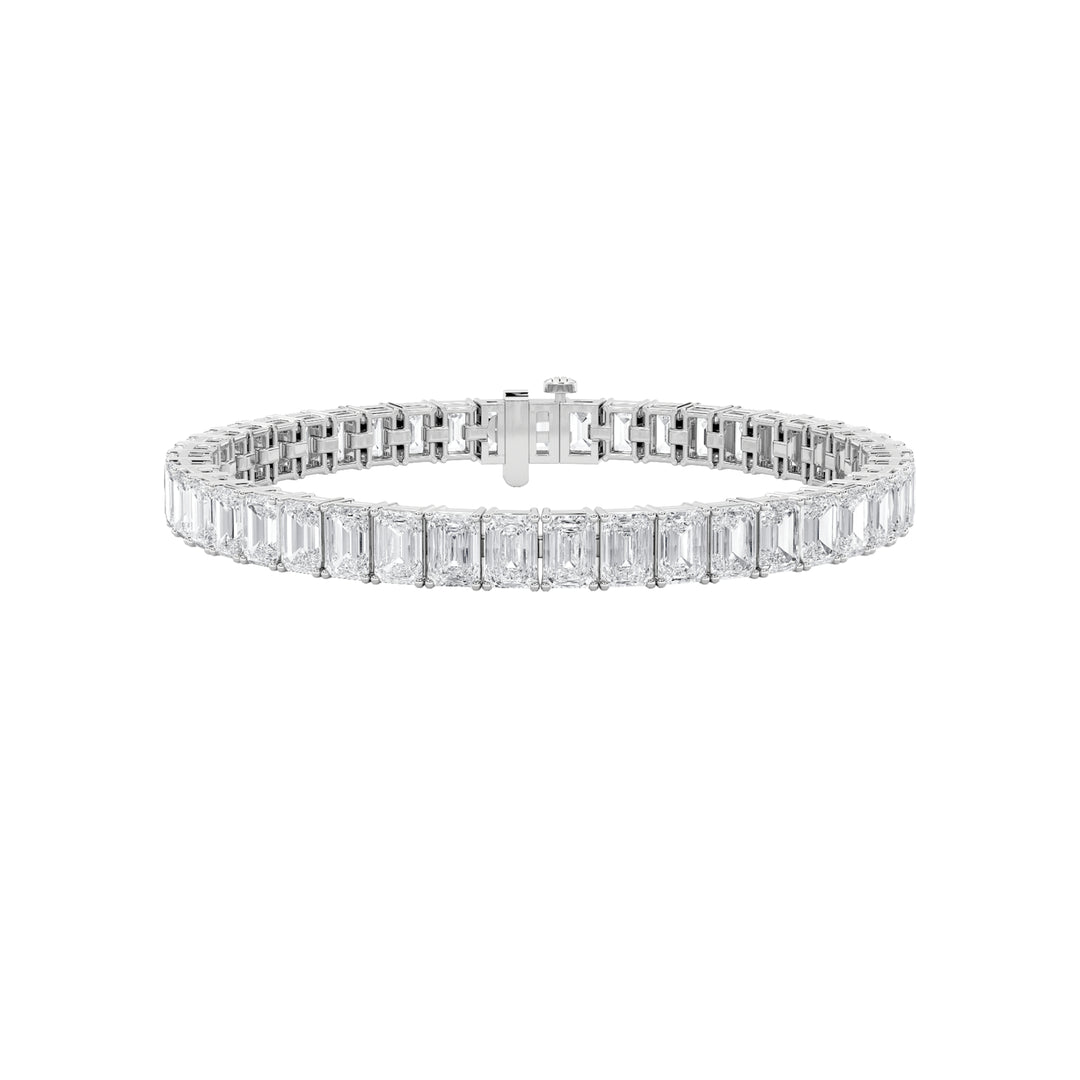 10Cttw Emerald Shaped Lab Grown Diamond (F/VS) Bracelet in 14K Gold