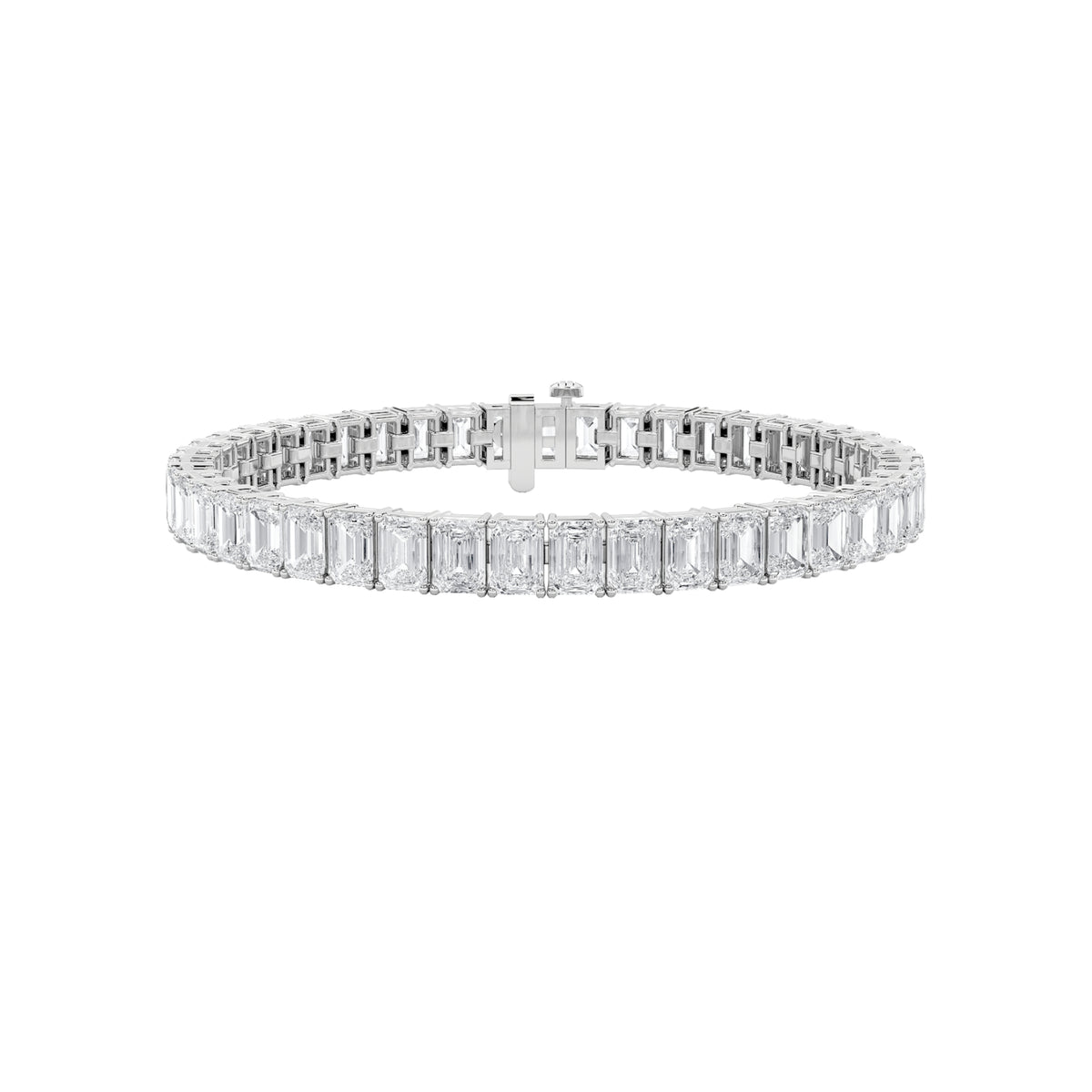 10Cttw Emerald Shaped Lab Grown Diamond (F/VS) Bracelet in 14K Gold
