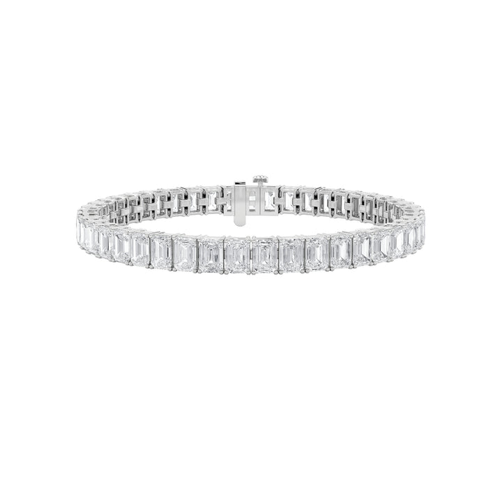 10Cttw Emerald Shaped Lab Grown Diamond (F/VS) Bracelet in 14K Gold