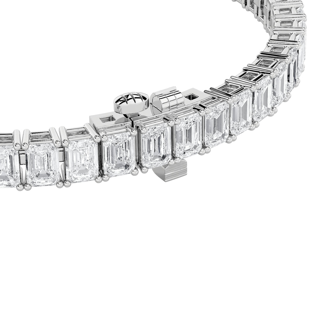 10Cttw Emerald Shaped Lab Grown Diamond (F/VS) Bracelet in 14K Gold