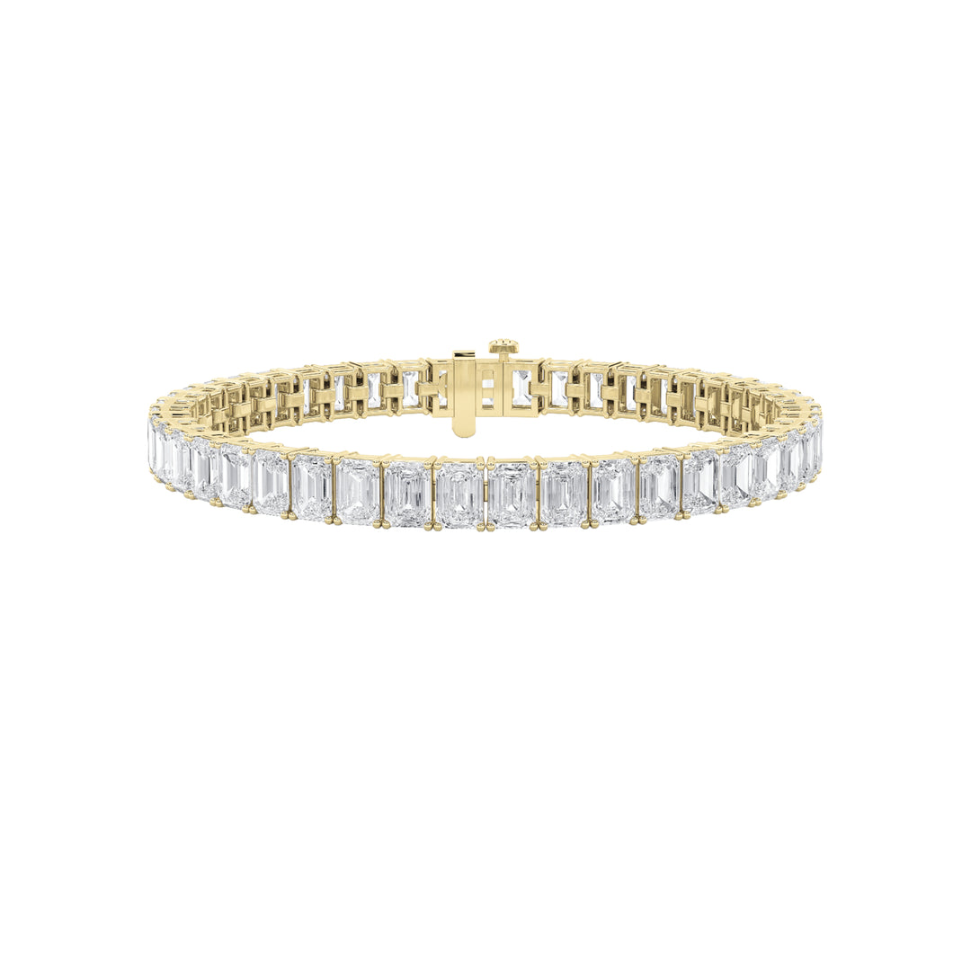 10Cttw Emerald Shaped Lab Grown Diamond (F/VS) Bracelet in 14K Gold
