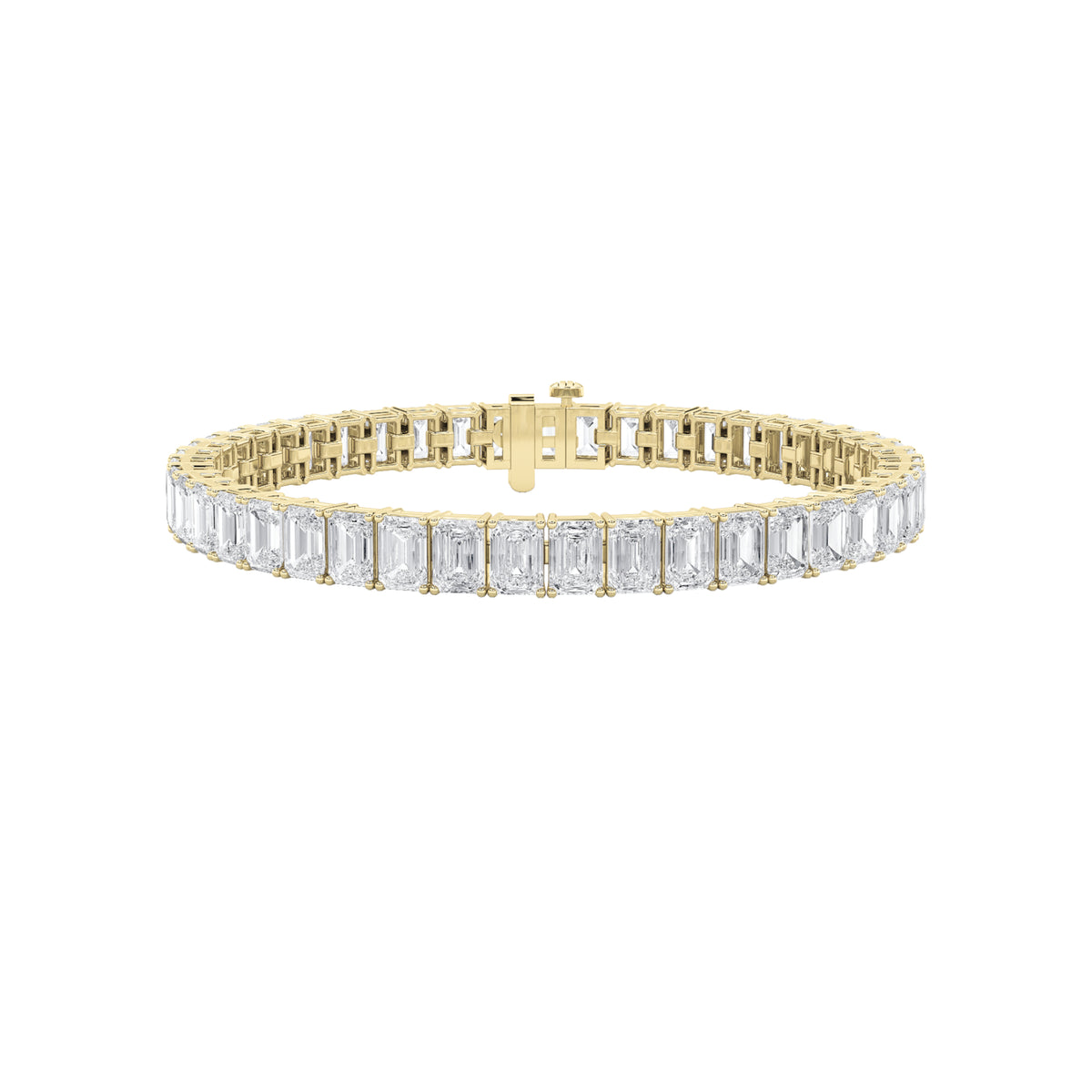 10Cttw Emerald Shaped Lab Grown Diamond (F/VS) Bracelet in 14K Gold