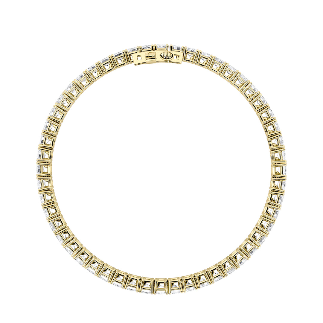 10Cttw Emerald Shaped Lab Grown Diamond (F/VS) Bracelet in 14K Gold