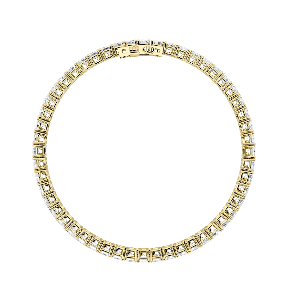 10Cttw Emerald Shaped Lab Grown Diamond (F/VS) Bracelet in 14K Gold