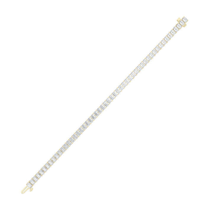10Cttw Emerald Shaped Lab Grown Diamond (F/VS) Bracelet in 14K Gold