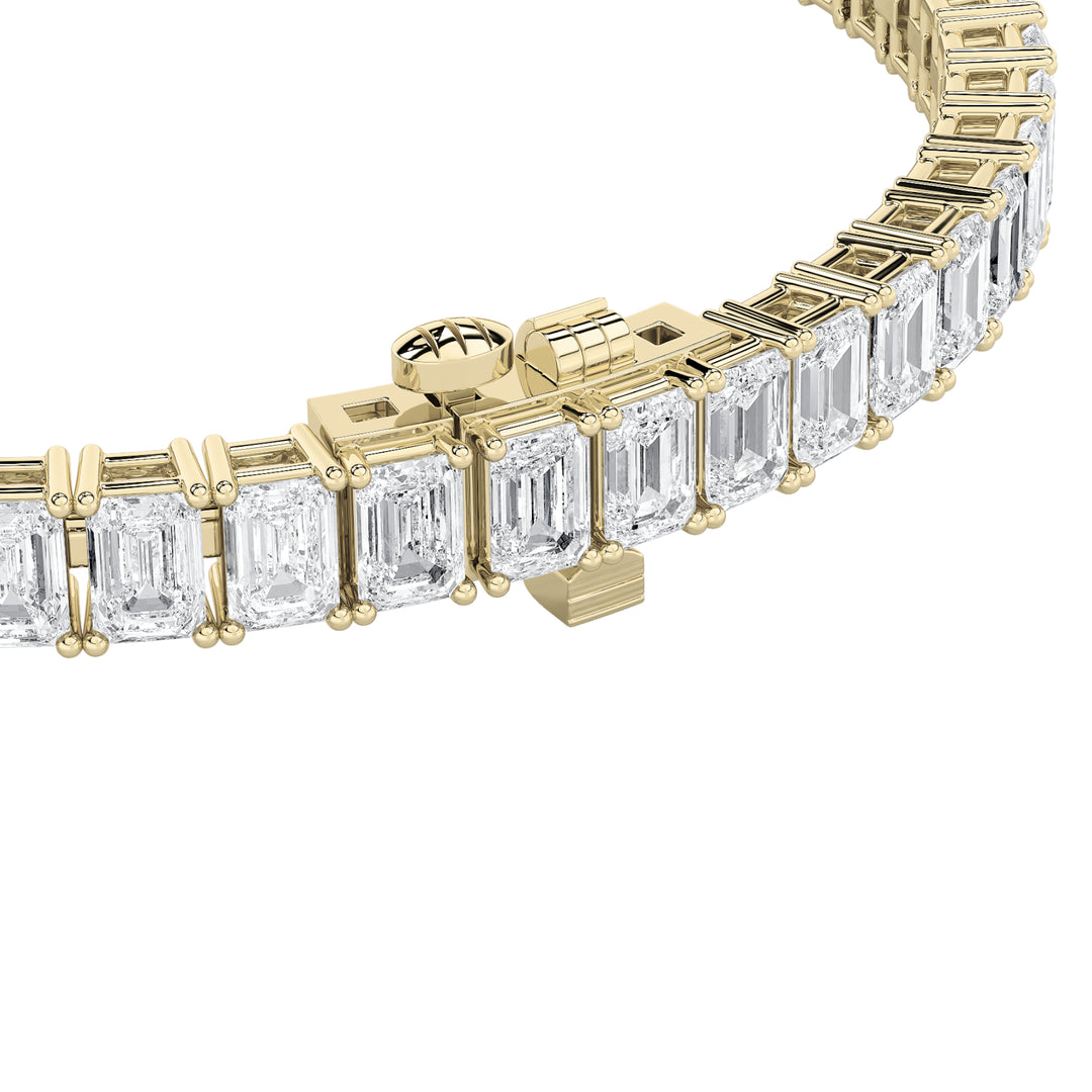 10Cttw Emerald Shaped Lab Grown Diamond (F/VS) Bracelet in 14K Gold
