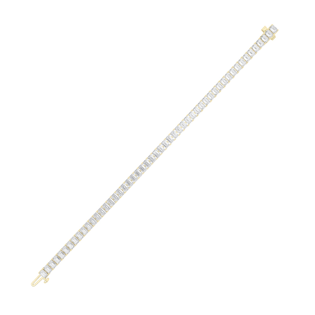 12.5Cttw Emerald Shaped Lab Grown Diamond (F/VS) East West Line Bracelet in 14K Gold