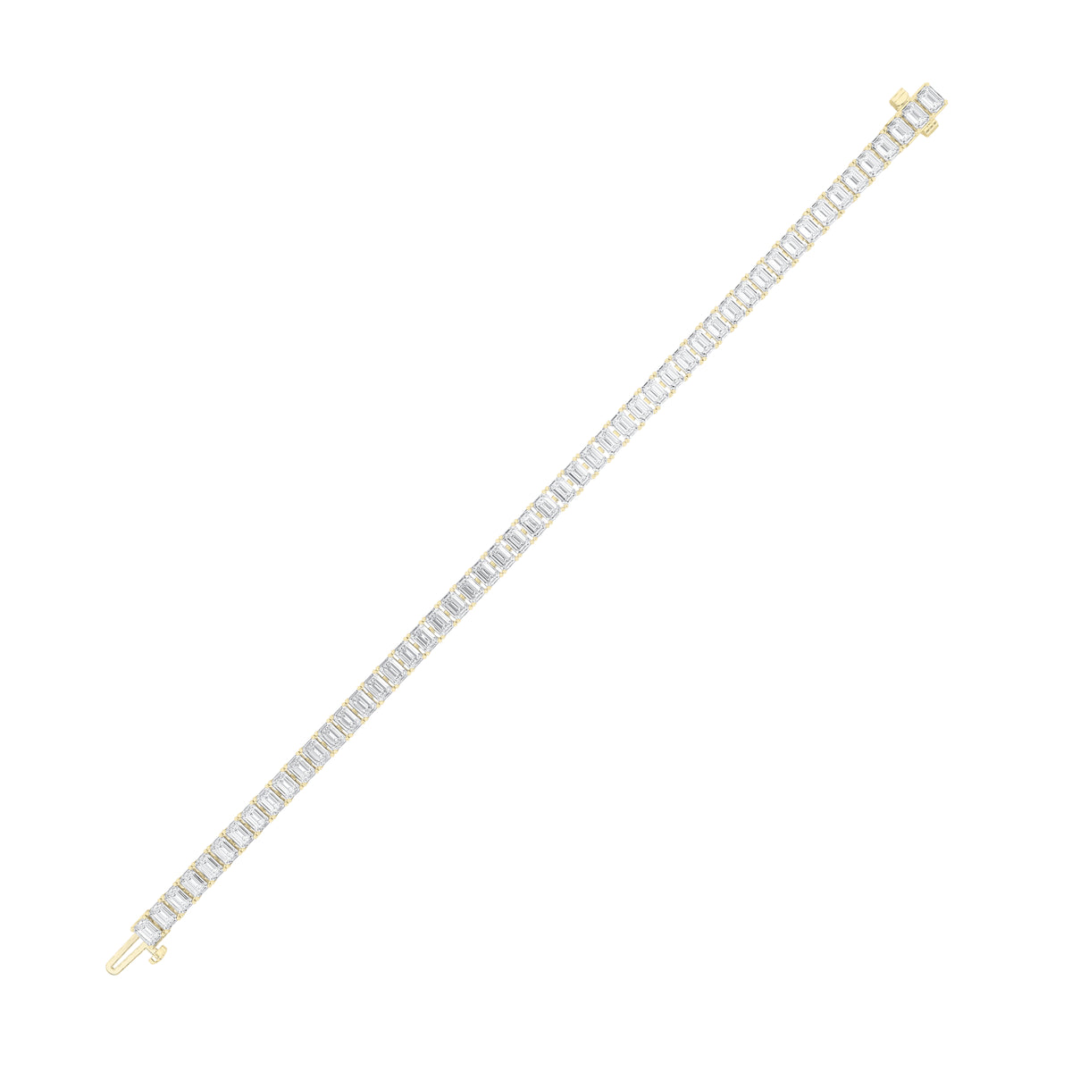 12.5Cttw Emerald Shaped Lab Grown Diamond (F/VS) East West Line Bracelet in 14K Gold
