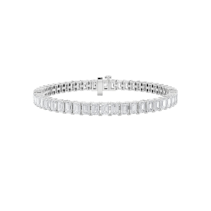 15Cttw Emerald Shaped Lab Grown Diamond North South Bracelet in 14K Gold (F/VS)