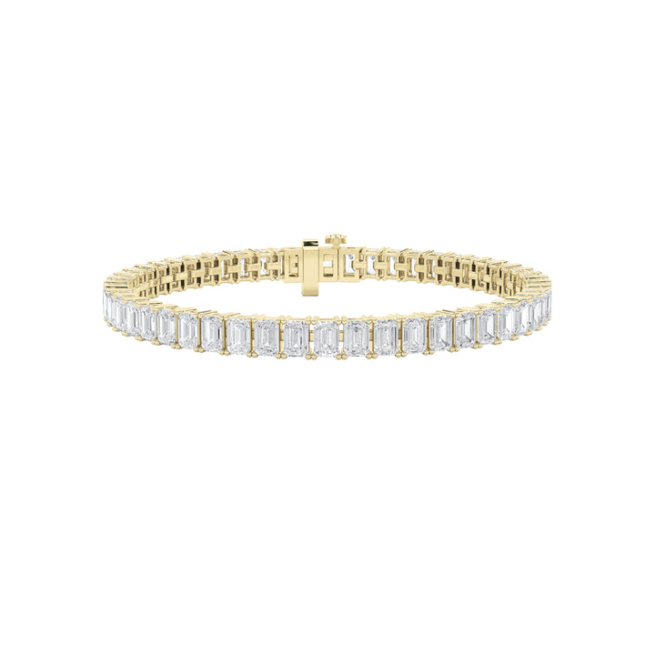 15Cttw Emerald Shaped Lab Grown Diamond North South Bracelet in 14K Gold (F/VS)