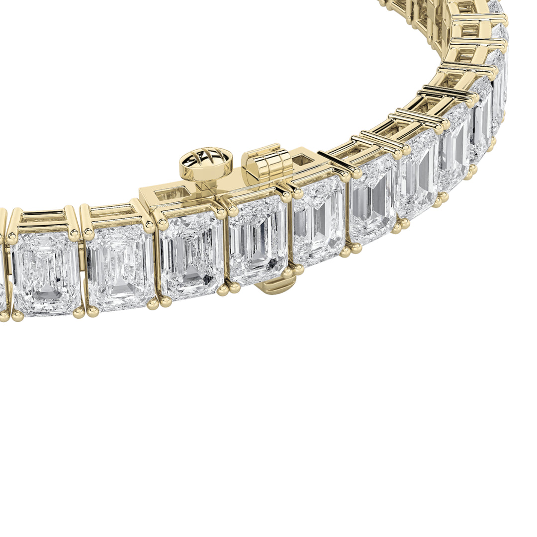 15Cttw Emerald Shaped Lab Grown Diamond North South Bracelet in 14K Gold (F/VS)
