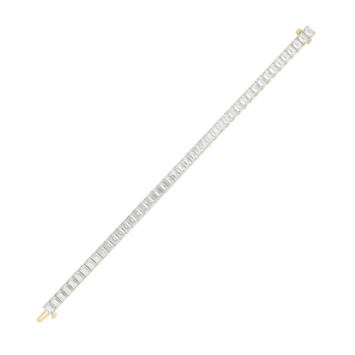 15Cttw Emerald Shaped Lab Grown Diamond North South Bracelet in 14K Gold (F/VS)