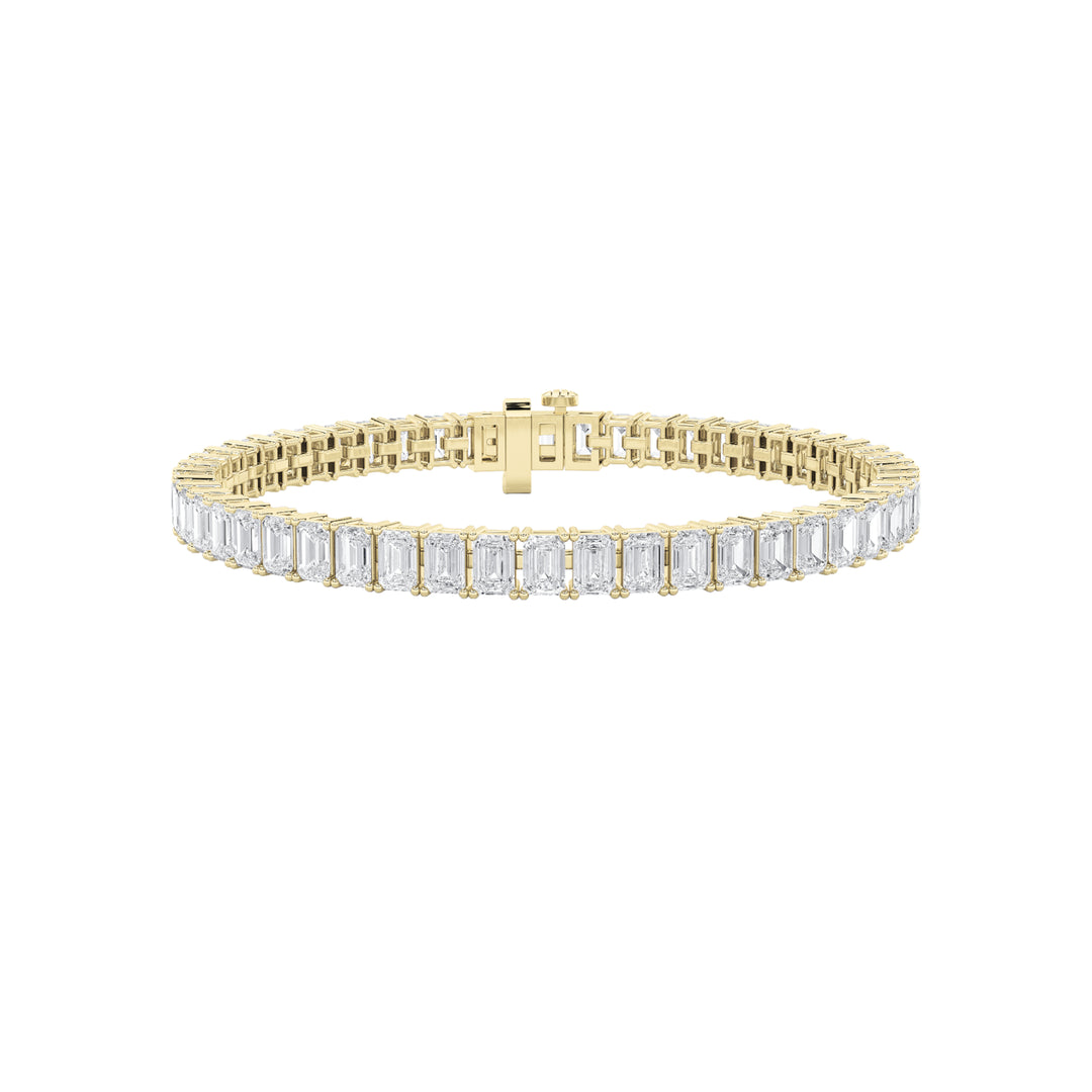 16.75Cttw Emerald Shaped Lab Grown Diamond NorthSouth Bracelet in 14K Gold (F/VS)