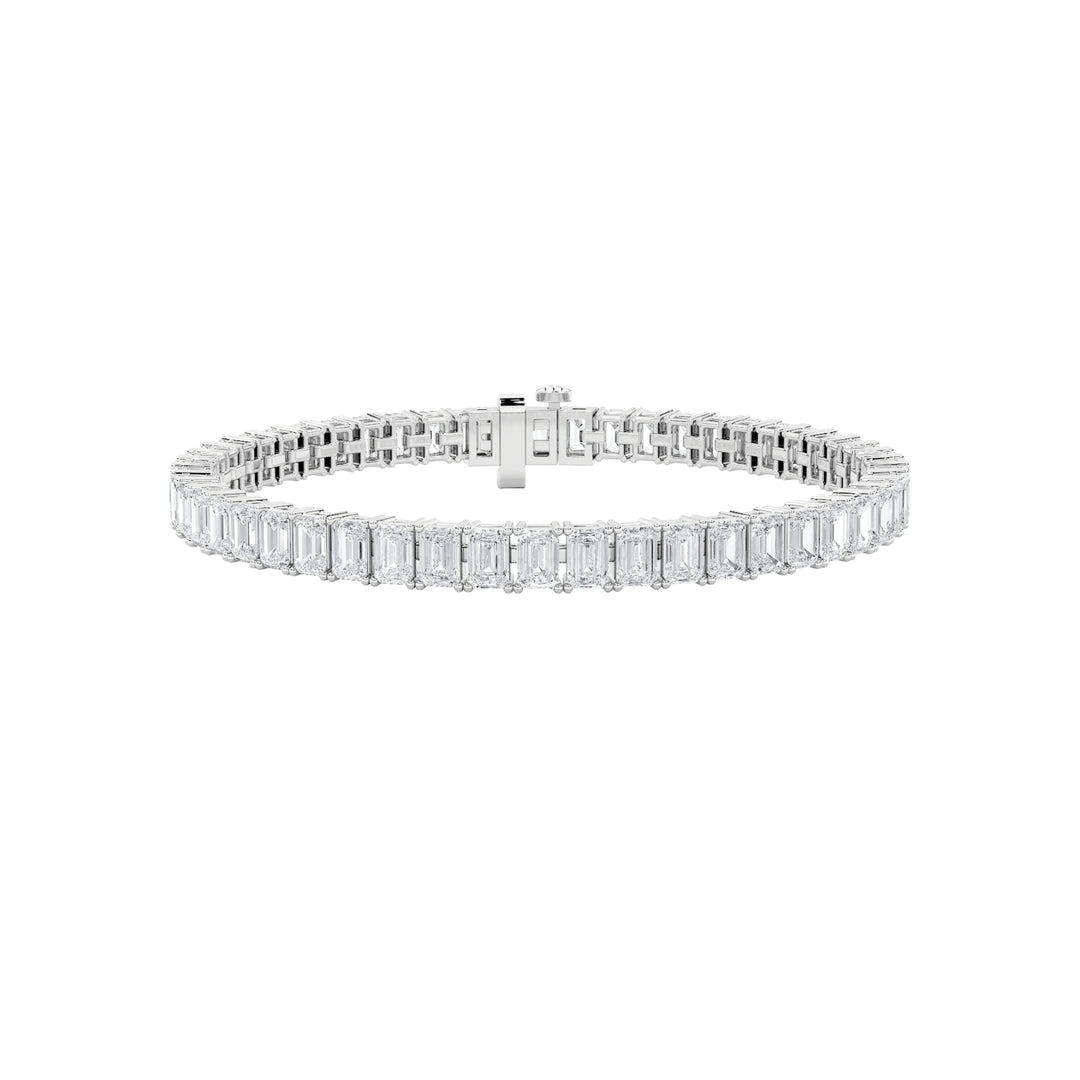 7Cttw Emerald Shaped Lab Grown Diamond North South Bracelet in 14K Gold (F/VS)