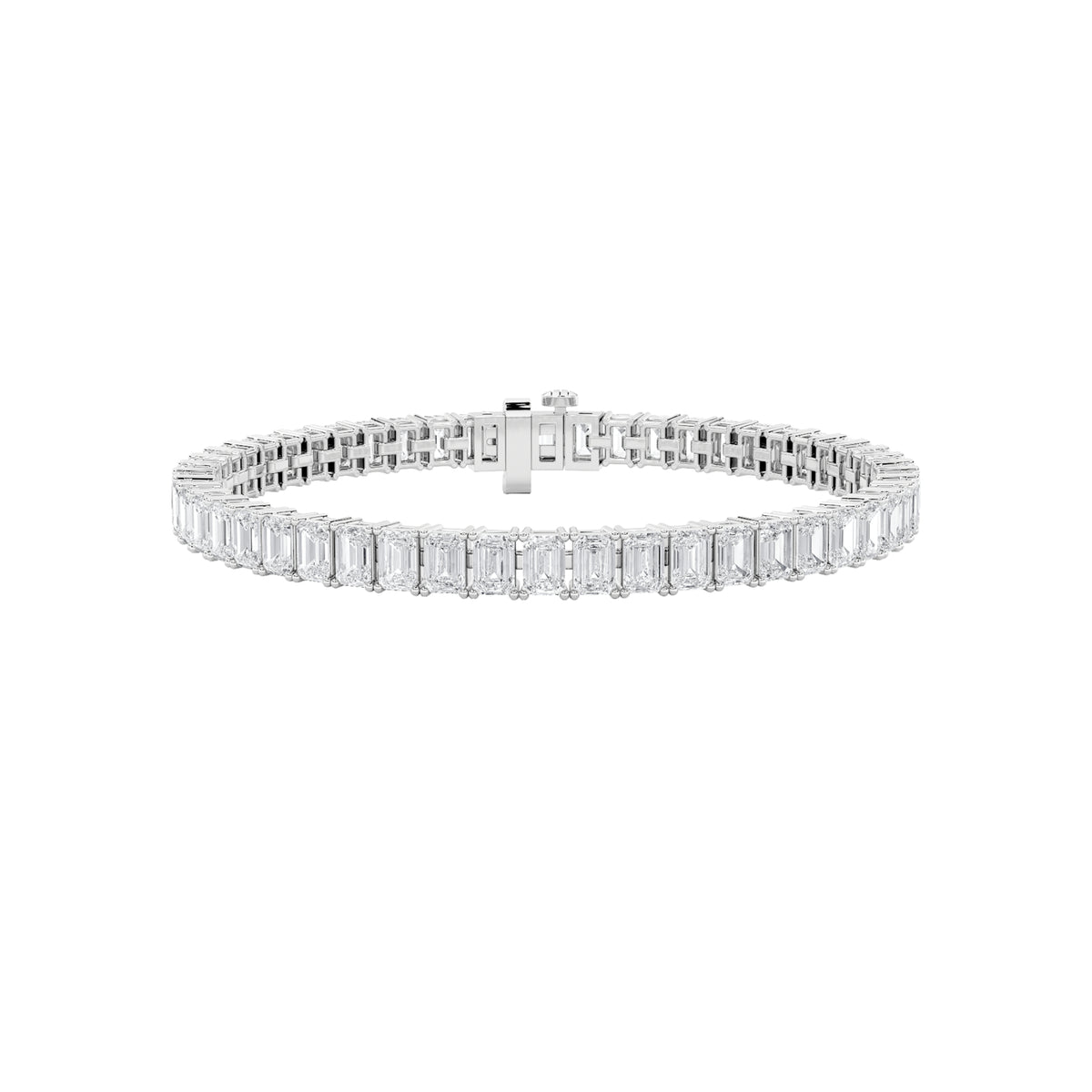 7Cttw Emerald Shaped Lab Grown Diamond North South Bracelet in 14K Gold (F/VS)