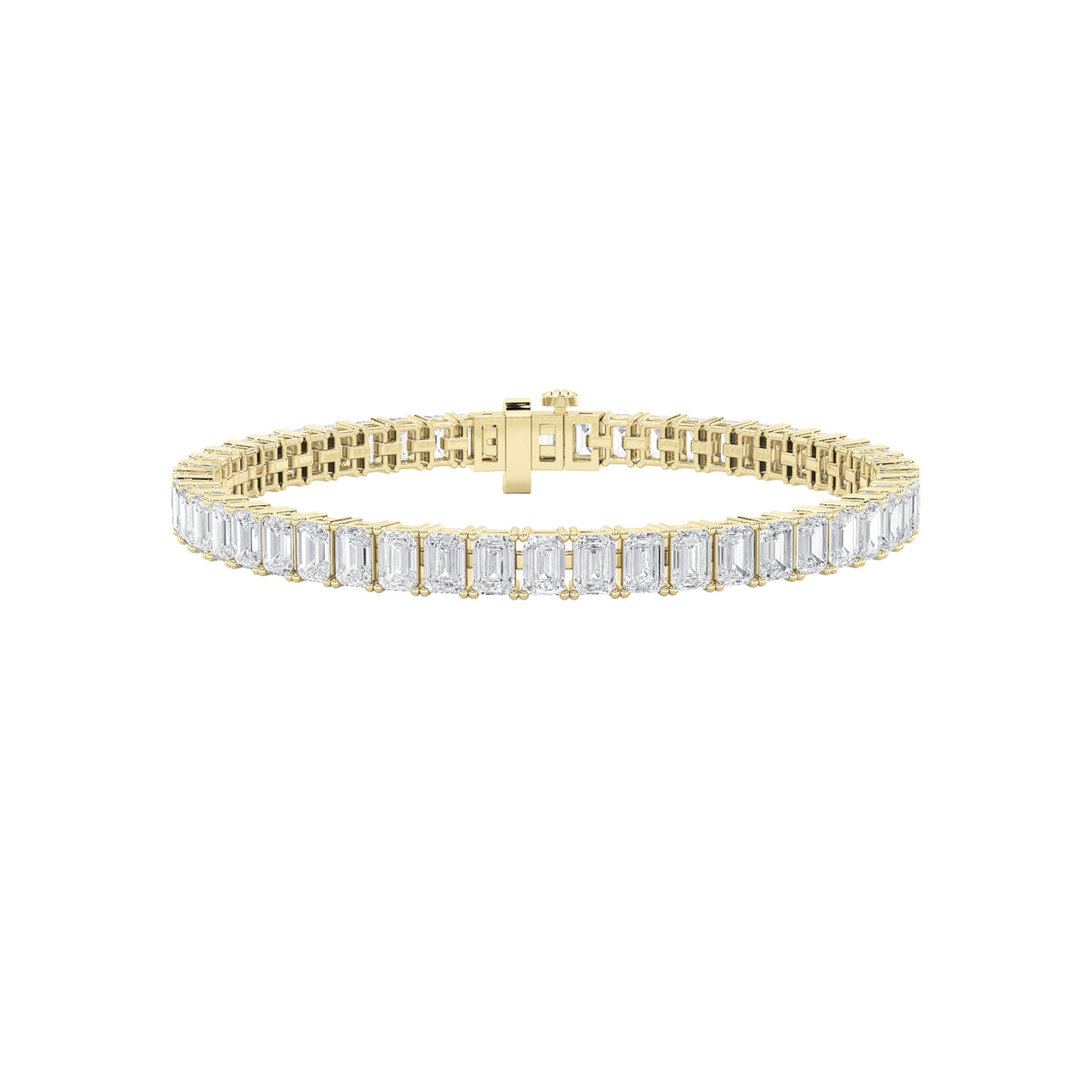 7Cttw Emerald Shaped Lab Grown Diamond North South Bracelet in 14K Gold (F/VS)