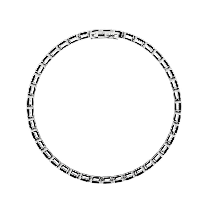 8Cttw Emerald Shaped Lab Grown Diamond (F/VS) East West Bezel Set Bracelet in 14K Gold